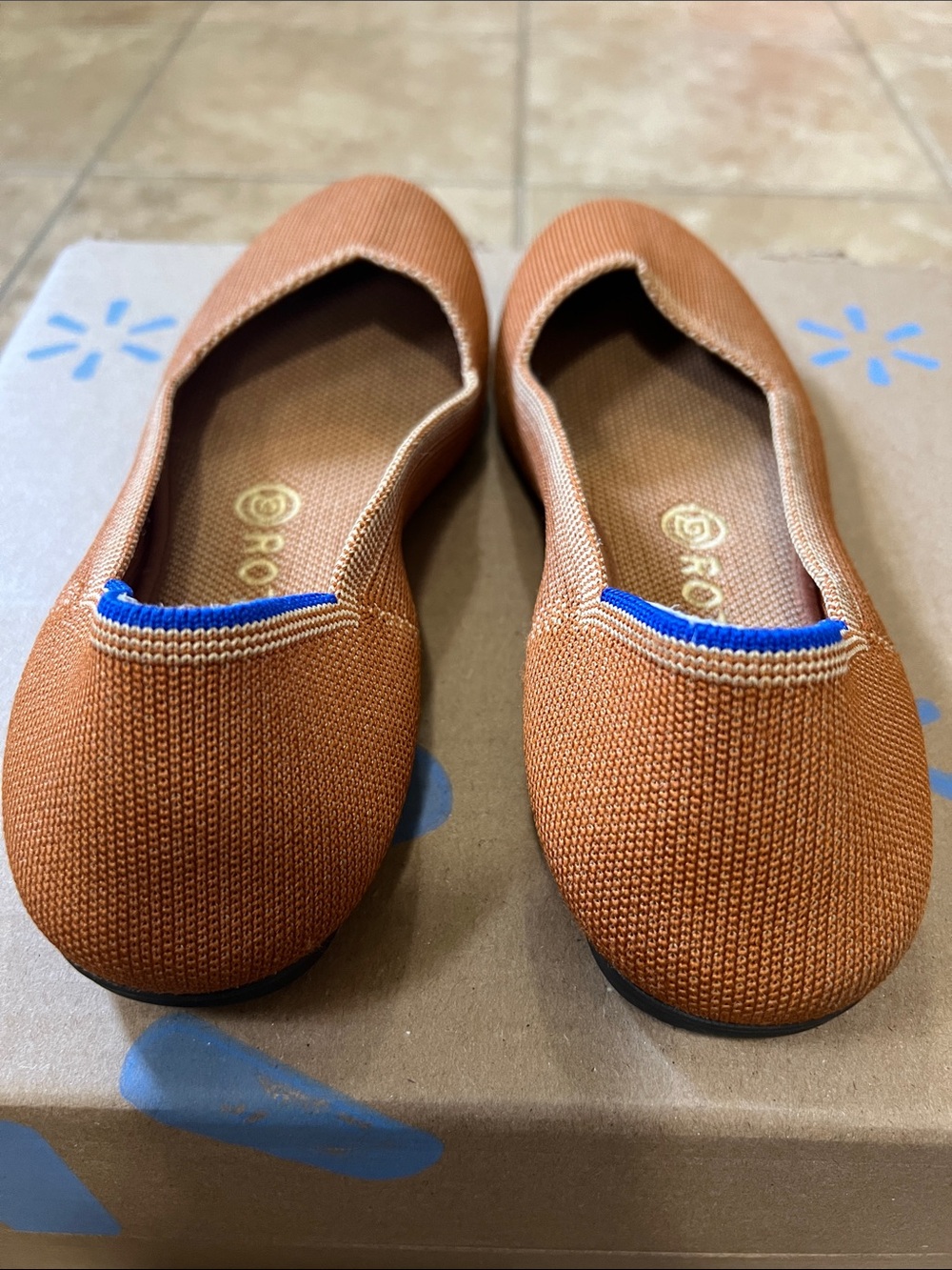 Rothy's Burnt Orange Flats with Blue Trim Women’s Size 8 - Picture 4 of 5